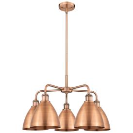 Ballston Dome 25.5"W 5 Light Copper Stem Hung Chandelier With Copper S Ballston Dome 25.5"W 5 Light Copper Stem Hung Chandelier With Copper S
