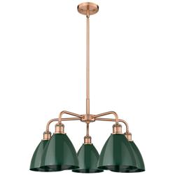 Ballston Dome 25.5&quot;W 5 Light Copper Stem Hung Chandelier With Green Sh