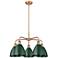 Ballston Dome 25.5"W 5 Light Copper Stem Hung Chandelier With Green Sh