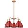 Ballston Dome 25.5"W 5 Light Copper Stem Hung Chandelier With Red Shad