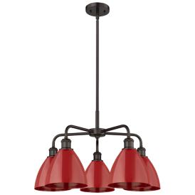 Ballston Dome 25.5"W 5 Light Oil Rubbed Bronze Stem Chandelier w/ Red Ballston Dome 25.5"W 5 Light Oil Rubbed Bronze Stem Chandelier w/ Red