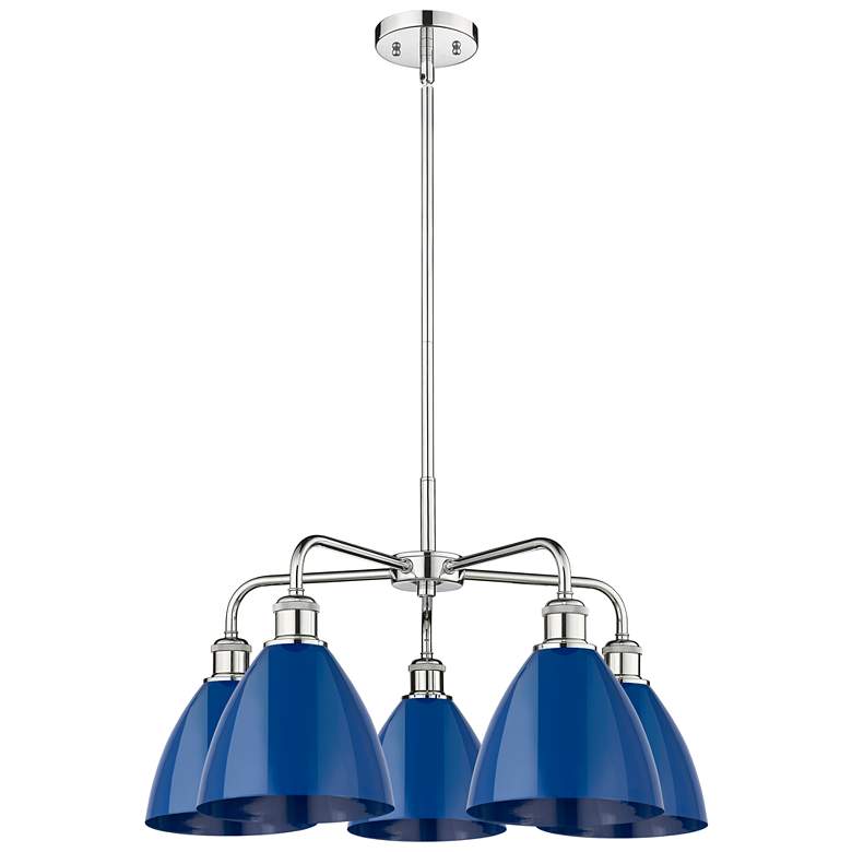 Image 1 Ballston Dome 25.5"W 5 Light Polished Chrome Stem Chandelier w/ Blue S