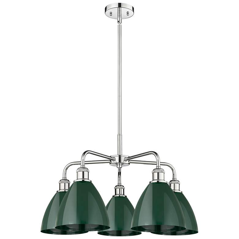 Image 1 Ballston Dome 25.5"W 5 Light Polished Chrome Stem Chandelier w/ Green