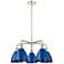 Ballston Dome 25.5"W 5 Light Polished Nickel Stem Chandelier w/ Blue S