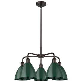 Ballston Dome 25.5"W 5 Light Rubbed Bronze Stem Chandelier w/ Green Sh Ballston Dome 25.5"W 5 Light Rubbed Bronze Stem Chandelier w/ Green Sh