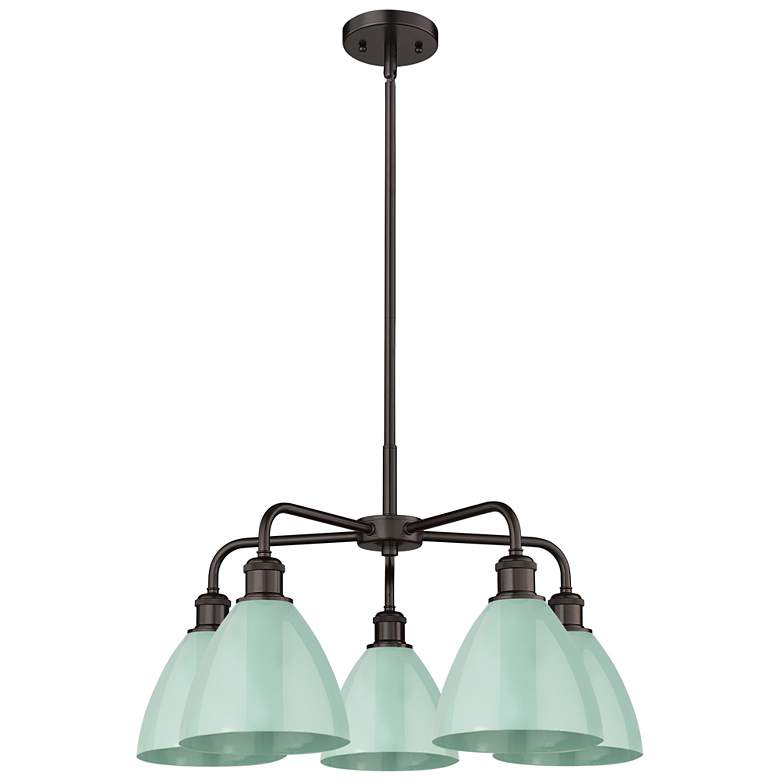 Image 1 Ballston Dome 25.5"W 5 Light Rubbed Bronze Stem Chandelier w/ Seafoam