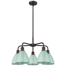 Ballston Dome 25.5"W 5 Light Rubbed Bronze Stem Chandelier w/ Seafoam Ballston Dome 25.5"W 5 Light Rubbed Bronze Stem Chandelier w/ Seafoam