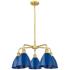 Ballston Dome 25.5"W 5 Light Satin Gold Stem Hung Chandelier w/ Blue S