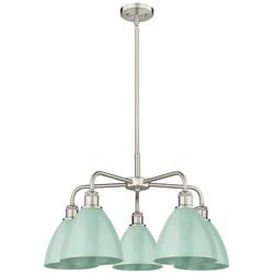 Ballston Dome 25.5"W 5 Light Satin Nickel Stem Chandelier w/ Seafoam S