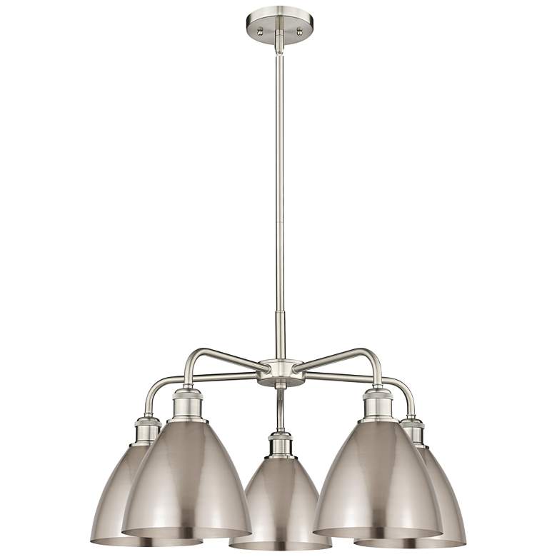 Image 1 Ballston Dome 25.5"W 5 Light Satin Nickel Stem Chandelier