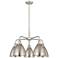 Ballston Dome 25.5"W 5 Light Satin Nickel Stem Chandelier