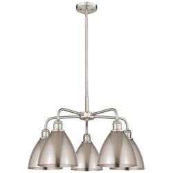 Ballston Dome 25.5"W 5 Light Satin Nickel Stem Chandelier