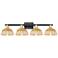 Ballston Dome 36"W 4 Light Black Brass Bath Light w/ Fiber Shade