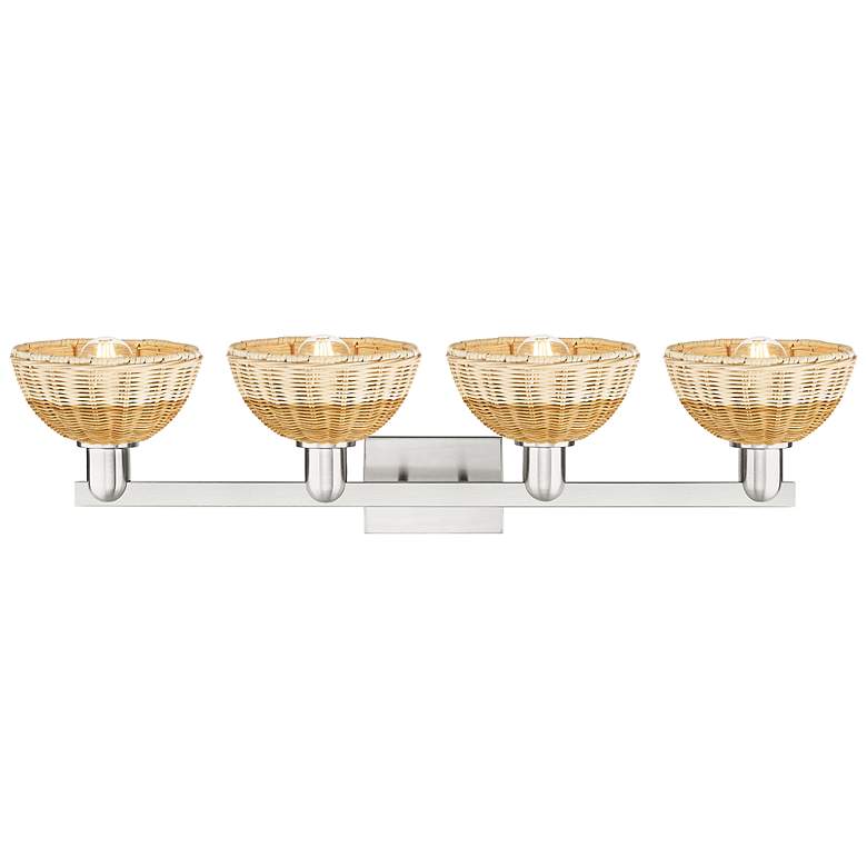 Image 2 Ballston Dome 36"W 4 Light Brushed Nickel Bath Light w/ Fiber Shade more views