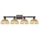 Ballston Dome 36"W 4 Light Oiled Bronze Bath Light w/ Fiber Shade