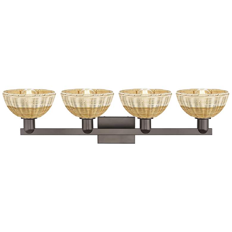 Image 2 Ballston Dome 36"W 4 Light Oiled Bronze Bath Light w/ Fiber Shade more views