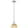 Ballston Dome 8"W Satin Nickel Stem Mini Pendant w/ Basketweave Shade