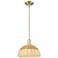 Ballston Dome Wide Antique Brass Stem Mini Pendant w/ 12" Basketweave Shade