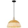 1_Ballston Dome Wide Black Brass Cord Mini Pendant w/ 16" Basketweave Shade