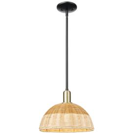 Ballston Dome Wide Black Brass Stem Mini Pendant w/ 12 Ballston Dome Wide Black Brass Stem Mini Pendant w/ 12