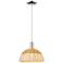 Ballston Dome Wide Chrome Cord Mini Pendant w/ 12" Basketweave Shade