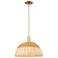 Ballston Dome Wide Copper Stem Mini Pendant w/ 16" Basketweave Shade
