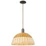 1_Ballston Dome Wide Oiled Bronze Cord Mini Pendant w/ 16" Basketweave Shade