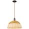 Ballston Dome Wide Oiled Bronze Cord Mini Pendant w/ 16" Basketweave Shade