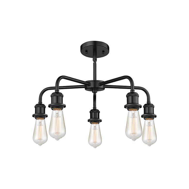 Image 2 Ballston Eaton 23 1/2" Wide Matte Black 5-Light Chandelier more views