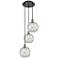 Ballston Farmhouse 15"W 3-Lt Black Brass Cord Pendant w/ Clear White Shade