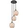 Ballston Farmhouse 15"W 3-Lt Black Brass Cord Pendant w/ White Brown Shade