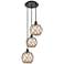 Ballston Farmhouse 15"W 3-Lt Black Cord Pendant w/ Clear Brown Shade