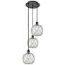 1_Ballston Farmhouse 15"W 3-Lt Black Cord Pendant w/ Clear White Shade