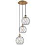 1_Ballston Farmhouse 15"W 3-Lt Brush Brass Cord Pendant w/ Clear White Shade