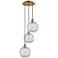 Ballston Farmhouse 15"W 3-Lt Brush Brass Cord Pendant w/ Clear White Shade