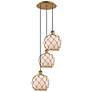 1_Ballston Farmhouse 15"W 3-Lt Brush Brass Cord Pendant w/ White Brown Shade