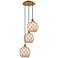 Ballston Farmhouse 15"W 3-Lt Brush Brass Cord Pendant w/ White Brown Shade