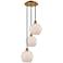 Ballston Farmhouse 15"W 3-Lt Brushed Brass Cord Pendant w/ White Shade