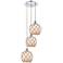 Ballston Farmhouse 15"W 3-Lt Chrome Cord Pendant w/ White Brown Shade