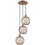 1_Ballston Farmhouse 15"W 3-Lt Copper Cord Pendant w/ Clear Brown Shade
