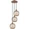 Ballston Farmhouse 15"W 3-Lt Copper Cord Pendant w/ Clear Brown Shade