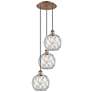 1_Ballston Farmhouse 15"W 3-Lt Copper Cord Pendant w/ Clear White Shade