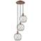 Ballston Farmhouse 15"W 3-Lt Copper Cord Pendant w/ Clear White Shade