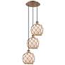 1_Ballston Farmhouse 15"W 3-Lt Copper Cord Pendant w/ White Brown Shade