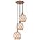Ballston Farmhouse 15"W 3-Lt Copper Cord Pendant w/ White Brown Shade