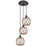 1_Ballston Farmhouse 15"W 3-Lt Oiled Bronze Cord Pendant w/ Clear Brown Shade