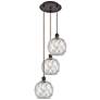 1_Ballston Farmhouse 15"W 3-Lt Oiled Bronze Cord Pendant w/ Clear White Shade