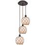 1_Ballston Farmhouse 15"W 3-Lt Oiled Bronze Cord Pendant w/ White Brown Shade
