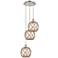 Ballston Farmhouse 15"W 3-Lt Polish Nickel Cord Pendant w/ Clear Brown