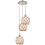 1_Ballston Farmhouse 15"W 3-Lt Polish Nickel Cord Pendant w/ White Brown